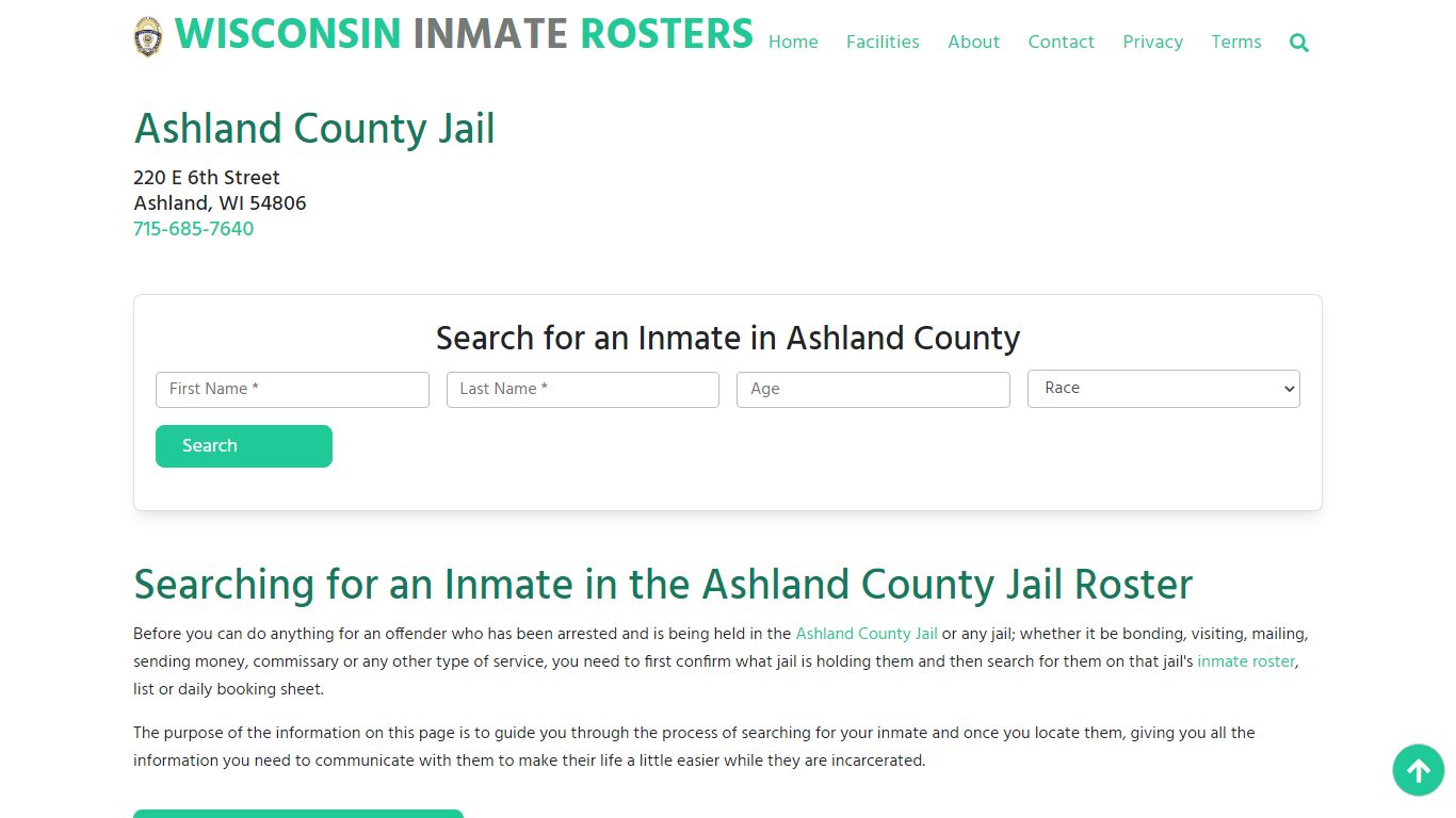 Ashland County Jail WI: Inmate Search & Roster - Wisconsin Inmate Rosters