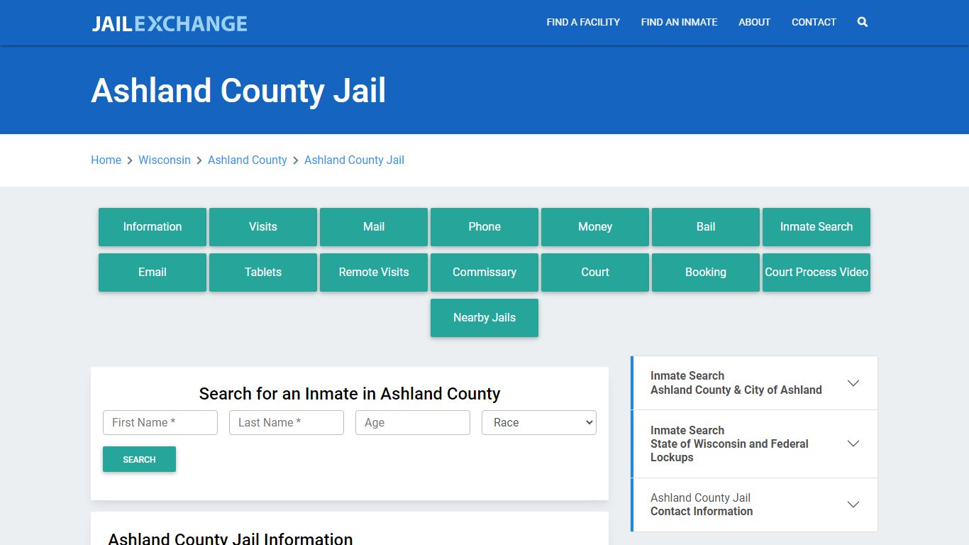 Ashland County Jail Roster Lookup, WI, Inmate Search